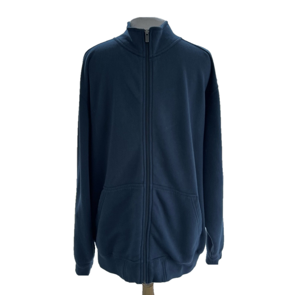 L.L. Bean Navy Blue Sweatshirt Size Large Jacket Traditional Fit Mock Neck Mens